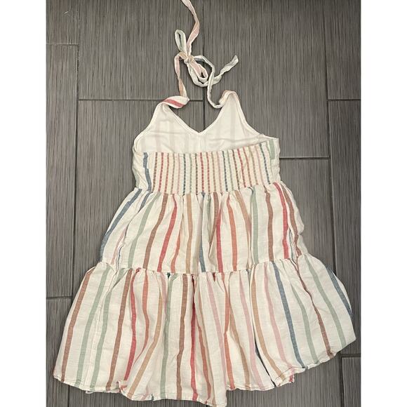 American Eagle Womens Halter Stripe Tiered Multicolor Dress Linen Blend Size Med - Picture 4 of 5